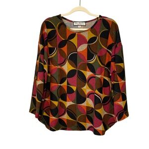 Paco Boutique Clothing Company Geometric Print Long Sleeve‎ Top Womens Size 16